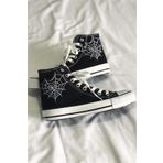 Touz Moda Heart Spider Web Baskılı Kanvas Ayakkabı