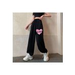 Touz Moda K-Pop Serisi Blackpink Heart Baskılı Oversize Unisex Siyah Eşofman Altı