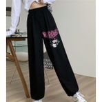 Touz Moda Kuromi Pink Baskılı Oversize Siyah Unisex Eşofman Altı