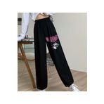 Touz Moda Kuromi Pink Baskılı Oversize Unisex Siyah Eşofman Altı