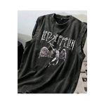 Touz Moda Led Zeppelin Atlet Bisiklet Yaka Yıkamalı Vintage Unisex Oversize T-Shirt