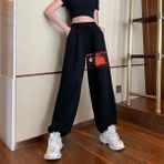 Touz Moda Pochita Baskılı Oversize Siyah Unisex Eşofman Altı