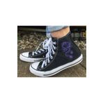 Touz Moda Purple Dragon Baskılı Siyah Unisex Kanvas Ayakkabı
