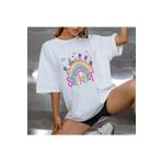 Touz Moda Slipknot Rainbow Baskılı Beyaz Unisex Oversize T-shirt