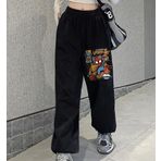 Touz Moda Spider-Cat Baskılı Oversize Siyah Unisex Eşofman Altı