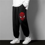 Touz Moda Spider-Man Head Baskılı Oversize Unisex Siyah Eşofman Altı