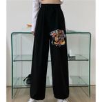 Touz Moda Spider Punk Baskılı Oversize Siyah Unisex Eşofman Altı