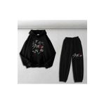 Touz Moda Stray Kids Baskılı Siyah Oversize Kapüşonlu Sweatshirt&Eşofman Altı Unisex İkili Takım