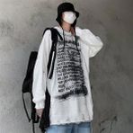 Touz Moda Touz Vintage Harajuku Graffiti Desenli Oversize Ecru Unisex Kazak