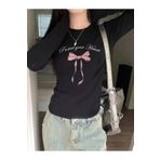 Touz Moda Uzun Kol Ribbon Baskılı Bluz Body