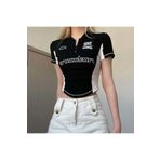 Touz Moda Y2k Rock More Zip Fermuarlı Siyah Kadın Crop