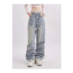 Touz Moda Y2k Stars Patch Detay Mavi Pantolon