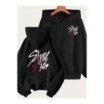 Touz Stray Kids Siyah Kapüşonlu Oversize Hırka