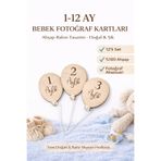 Tovo Craft 1-12 Ay Ahşap Bebek Fotoğraf Çekim Kartı Seti – Balon Şekilli Aylık Milestone Kartları