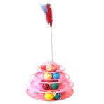 Tower Of Tracks 24x13 cm Pembe 4 Katlı 7 Toplu ve Tüylü Yuvarlak Kedi Oyuncağı