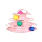 Tower Of Tracks Pembe 24x13 cm 4 Katlı Tüylü Yuvarlak Kedi Oyuncağı