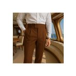 town walker Erkek Italyan Kesim Kumaş Pantolon Bel Düğmeli Old Money tarz