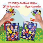 Tox 2 Set - 20 Parça Tox Çiftlik ve Uçan Hayvanlar Parmak Kukla T220 T222 - Renkli