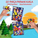 Tox 2 Set - 20 Parça Tox Masal ve Çiftik Hayvanlar Parmak Kukla T225 T220 - Renkli