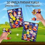 Tox 2 Set - 20 Parça Tox Orman ve Çiftik Hayvanlar Parmak Kukla T218 T220 - Renkli