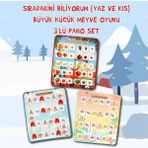 Tox 3 Set - 84 Parça Tox Büyük - Küçük Meyve, Sıradakini Biliyorum Yaz ve Kış Oyunu Keçe Cırtlı Duvar Panoları , Eğitici Oyuncak - Renkli