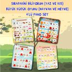 Tox 4 Set - 114 Parça Tox Sıradakini Biliyoum ( Yaz , Kış ) ve Büyük -Küçük Oyunu (Hayvan, Meyve) Keçe Cırtlı Duvar Panoları , Eğitici Oyuncak - Renkli