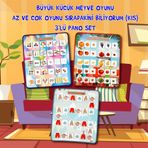 TOX TOYS 3 Set - 87 Parça Az - Çok, Büyük - Küçük Meyve ve Sıradakini Biliyorum Oyunu Keçe Cırtlı Duvar Panoları, Eğitici Oyuncak