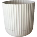 ToXA 1,3 Litre Sütun Saksı Tabaklı Drenajlı Plastik Çiçek Saksısı - 1,3L - Bej