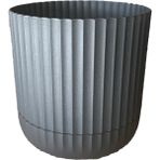ToXA 1,3 Litre Sütun Saksı Tabaklı Drenajlı Plastik Çiçek Saksısı - 1,3L - Gri