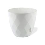 ToXA 15 Litre Beyaz Prizma Desenli Büyük Boy Tabaklı Plastik Saksı Yakamoz No6 Ø32,5x28,5cm