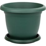 Toxa 2.5 Litre Tabaklı Mat Yeşil Küçük Boy Yuvarlak Plastik Saksı Villa No4 Ø20,5X15CM - 2,5 Litre