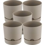 ToXA 2 Adet 9 Litre Begonya Saksı Seti 25cm Mat Plastik Drenajlı Tabaklı Çiçek Saksısı Set - Bej - 9L Set