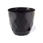 ToXA 26 Litre Antrasit Prizma Desenli Büyük Boy Tabaklı Plastik Saksı Yakamoz No6 Ø38,5x34cm