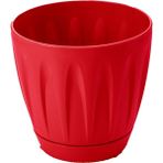 ToXA 3 Litre Kırmızı Papatya Saksı Parlak Plastik Dekoratif Geçme Tabaklı Drenajlı Çiçek Saksısı No2 - 3L