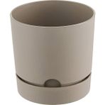 ToXA 3,3 Litre Begonya Saksı 18cm Mat Plastik Drenajlı Tabaklı Çiçek Saksısı - Bej - 3,3L