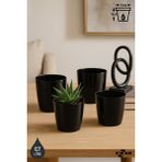 ToXA 4 Adet 0,68 Litre 10cm Kirli Beyaz Küçük Boy Izgaralı Tabaksız Plastik Saksı Seti Yakut No1 - Siyah - 0,68 Litre (Set)