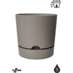 ToXA 4 Adet 1,8 Litre Begonya Saksı Seti 15cm Mat Plastik Drenajlı Tabaklı Çiçek Saksısı Set - Bej - 1,8L Set