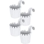 ToXA 4 Adet Akasya Tekli Kolay Askı Saksı Seti 1,5 Litre Beyaz Askılı Balkon Çit Saksısı Set 15CM - 4x1,5L
