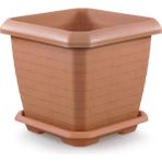 ToXA 44 Litre Tabaklı Mocha Kare Büyük Boy Plastik Bahçe Çiçek Saksısı Hisar Kale No4 - 44 Litre TABAKLI