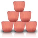 Toxa 6 Adet 4 Litre Pastel Pembe Mercan Kare Saksı Plastik Çiçek Bitki Kaktüs Sukulent Saksısı No4