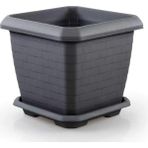 ToXA 74,3 Litre Tabaklı Antrasit Kare Battal Boy Plastik Bahçe Çiçek Saksısı Hisar Kale No5 - 74,3 Litre TABAKLI