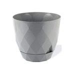 ToXA 9.2lt Ø27.5x24cm Baklava Desenli Tabaklı Büyük Boy Dekoratif Plastik Saksı Yakamoz No5 Granit Gri