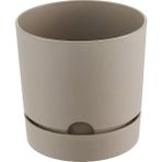 ToXA 9 Litre Begonya Saksı 25cm Mat Plastik Drenajlı Tabaklı Çiçek Saksısı - 9L - Bej