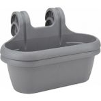 ToXA Hera Askılı Balkon Saksısı 6,5 Litre (39cm) Drenaj Izgaralı ve Denge Aparatlı - 2 Adet - Gri