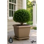 ToXA Hisar Kale Tabaklı Saksı 44 Litre Mocha Kahve 44cm Kare Büyük Plastik Bahçe Bitki Saksısı No4