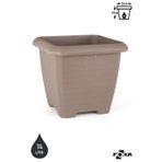 ToXA Hisar Kale Tabaksız Saksı 74,3 Litre Mocha Kahve 53cm Kare Büyük Plastik Bahçe Çiçek Saksısı No5
