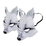 TOYANDONA 2 Cadılar Bayramı Maskesi 3d Tilki Maskesi Gerçekçi Tilki Maskesi Cosplay Kedi Maskeleri Kurt Maskeleri Cadılar Bayramı Tilki Maskesi Kedi Maskesi Tilki Yüzü Beyaz Eva