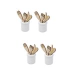 TOYANDONA Çocuk Oyuncakları 4 Takım Tahta Spatula Bıçak Ve Çatal Mini Spatula Kaşık Mini El Sanatları Çocuk Mutfak ı Minyatürler Tepsiler Dekoratif ı Yemek Oyunu Mikro Sahne Ahşap