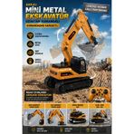 Toyaş 1:64 Mini R/C Uzaktan Kumandalı 2.4GHz Ekskavatör Seti 360 Dönen Metal Oyuncak Ekskavatör (Şarjlı)