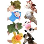 Toyaş 8 Adet Eğitici ve Eğlenceli Peluş Kukla Seti Ağzı Hareket Eden El Kuklası